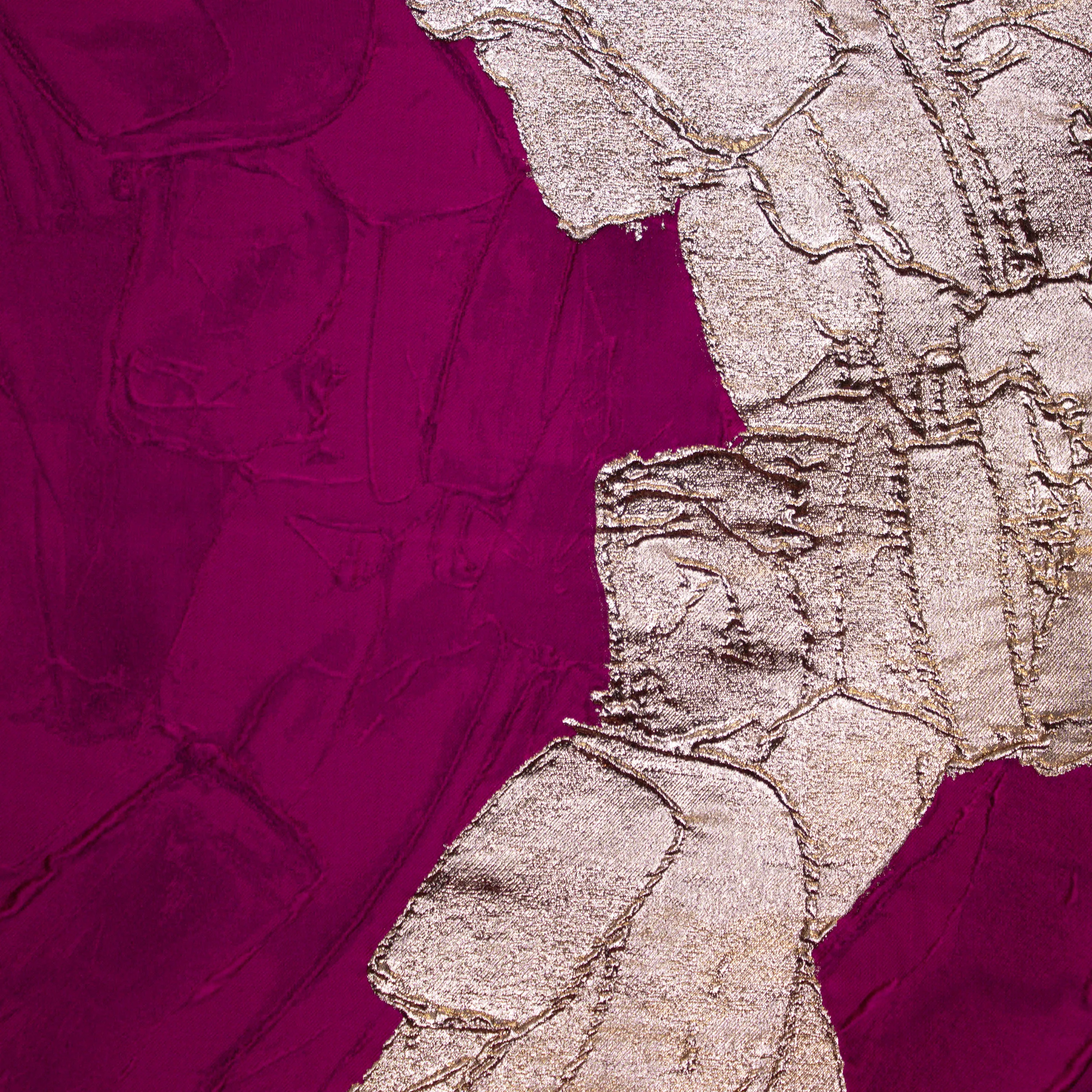 Jacquard fuchsia met gouden strook